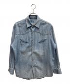 HOLLYWOOD RANCH MARKETハリウッドランチマーケッド）の古着「オーガニックデニム ユーズドウォッシュ ウエスタンシャツ」｜スカイブルー