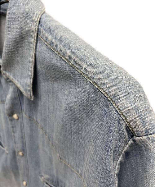 HOLLYWOOD RANCH MARKET（ハリウッドランチマーケッド）HOLLYWOOD RANCH MARKET (ハリウッドランチマーケッド) オーガニックデニム ユーズドウォッシュ ウエスタンシャツ スカイブルー サイズ:SIZE Mの古着・服飾アイテム