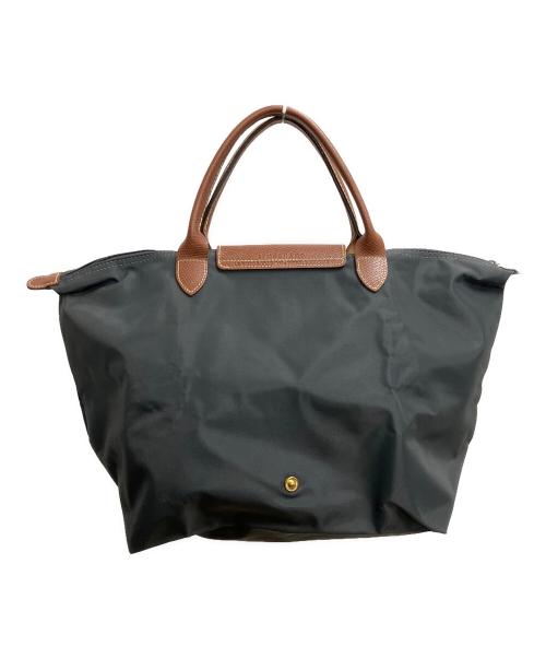 LONGCHAMP（ロンシャン）LONGCHAMP (ロンシャン) ルプリアージュ トップハンドルバッグ　トートバッグ グレー×ブラウンの古着・服飾アイテム