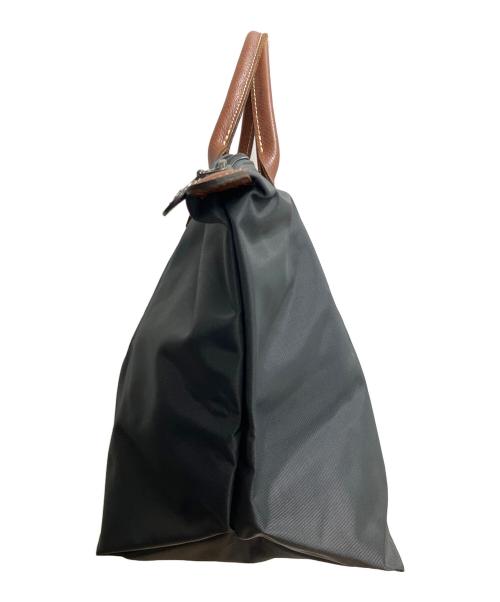 LONGCHAMP（ロンシャン）LONGCHAMP (ロンシャン) ルプリアージュ トップハンドルバッグ　トートバッグ グレー×ブラウンの古着・服飾アイテム