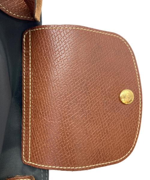 LONGCHAMP（ロンシャン）LONGCHAMP (ロンシャン) ルプリアージュ トップハンドルバッグ　トートバッグ グレー×ブラウンの古着・服飾アイテム
