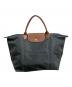 LONGCHAMP（ロンシャン）の古着「ルプリアージュ トップハンドルバッグ　トートバッグ」｜グレー×ブラウン