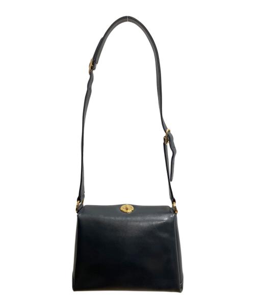 GUCCI（グッチ）GUCCI (グッチ) OLD GUCCI ターンロック ショルダーバッグ ネイビーの古着・服飾アイテム