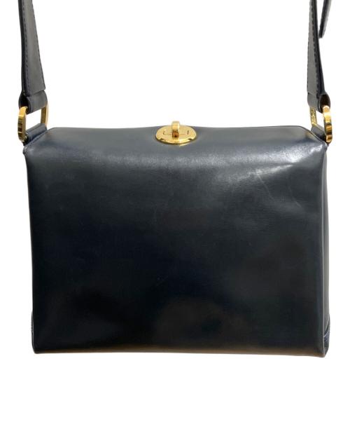 GUCCI（グッチ）GUCCI (グッチ) OLD GUCCI ターンロック ショルダーバッグ ネイビーの古着・服飾アイテム