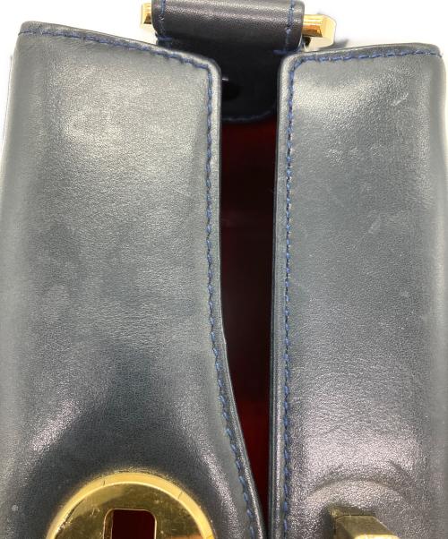 GUCCI（グッチ）GUCCI (グッチ) OLD GUCCI ターンロック ショルダーバッグ ネイビーの古着・服飾アイテム