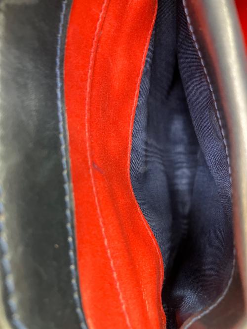 GUCCI（グッチ）GUCCI (グッチ) OLD GUCCI ターンロック ショルダーバッグ ネイビーの古着・服飾アイテム