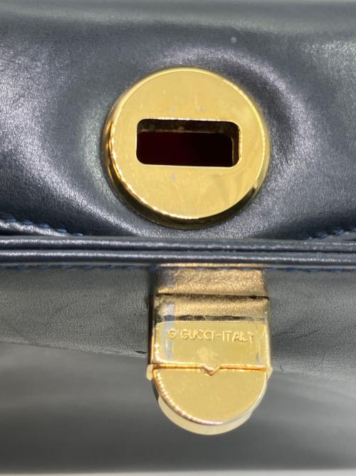 GUCCI（グッチ）GUCCI (グッチ) OLD GUCCI ターンロック ショルダーバッグ ネイビーの古着・服飾アイテム