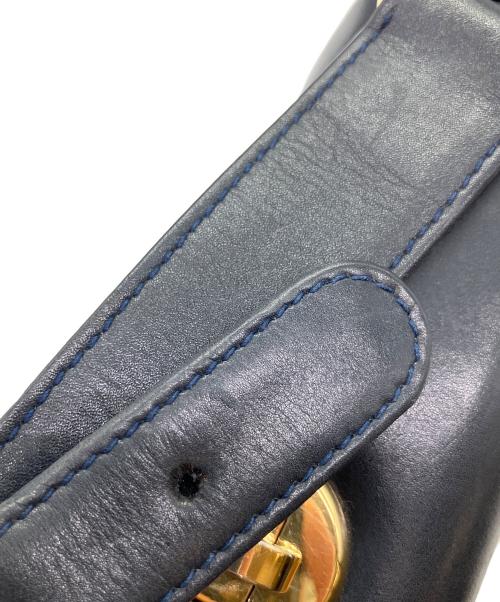 GUCCI（グッチ）GUCCI (グッチ) OLD GUCCI ターンロック ショルダーバッグ ネイビーの古着・服飾アイテム