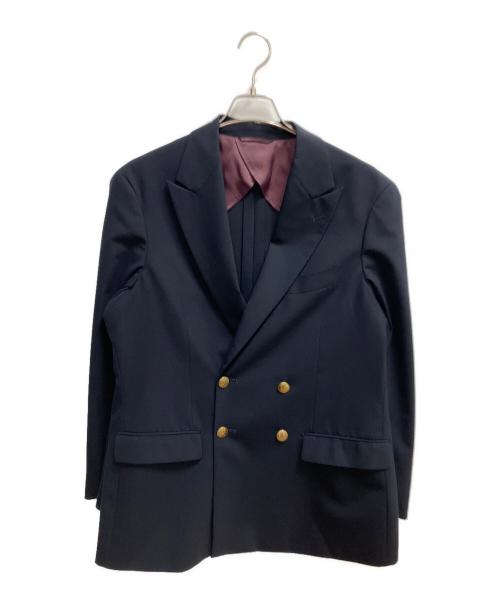 MORLES（モアレス）MORLES (モアレス) 4ボタンダブルピークドラペルメタルボタンブレザー テーラードジャケット ネイビー サイズ:SIZE L /175 94の古着・服飾アイテム