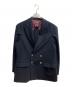 MORLES（モアレス）の古着「4ボタンダブルピークドラペルメタルボタンブレザー テーラードジャケット」｜ネイビー