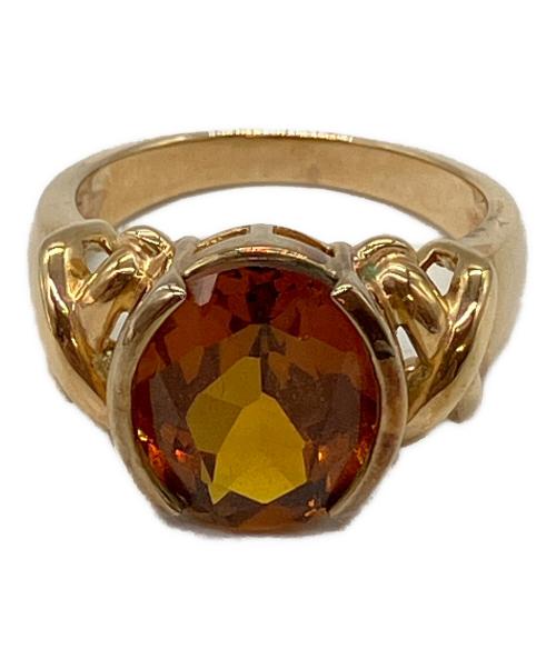 ノーブランド（ノーブランド）ノーブランド (ノーブランド) ストーンリング ゴールドカラー×オレンジ サイズ:14号の古着・服飾アイテム