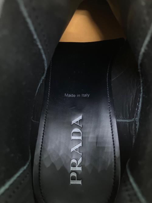 PRADA（プラダ）PRADA (プラダ) モノリス ブラッシュドレザー チェルシーブーツ サイドゴアブーツ ブラック サイズ:SIZE 11の古着・服飾アイテム
