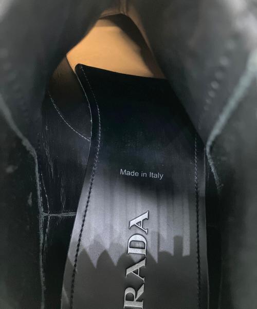 PRADA（プラダ）PRADA (プラダ) モノリス ブラッシュドレザー チェルシーブーツ サイドゴアブーツ ブラック サイズ:SIZE 11の古着・服飾アイテム