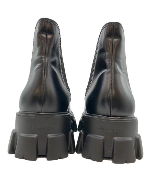 PRADA（プラダ）PRADA (プラダ) モノリス ブラッシュドレザー チェルシーブーツ サイドゴアブーツ ブラック サイズ:SIZE 11の古着・服飾アイテム