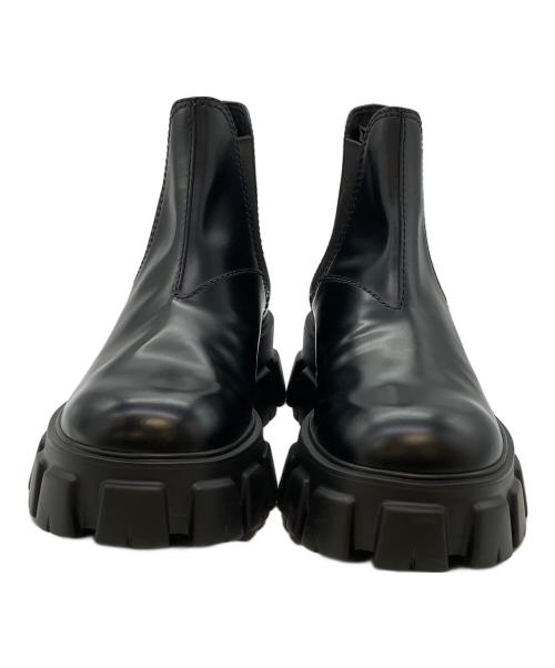 PRADA（プラダ）PRADA (プラダ) モノリス ブラッシュドレザー チェルシーブーツ サイドゴアブーツ ブラック サイズ:SIZE 11の古着・服飾アイテム