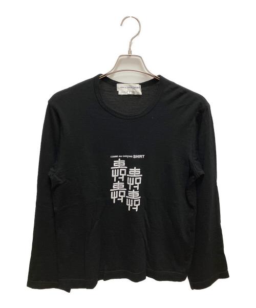 COMME des GARCONS SHIRT（コムデギャルソンシャツ）COMME des GARCONS SHIRT (コムデギャルソンシャツ) プリント長袖Tシャツ ロングスリーブカットソー ブラック サイズ:SIZE Sの古着・服飾アイテム
