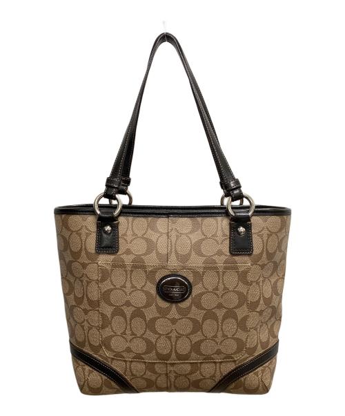COACH（コーチ）COACH (コーチ) シグネチャー　トートバッグ ベージュ×ブラウンの古着・服飾アイテム