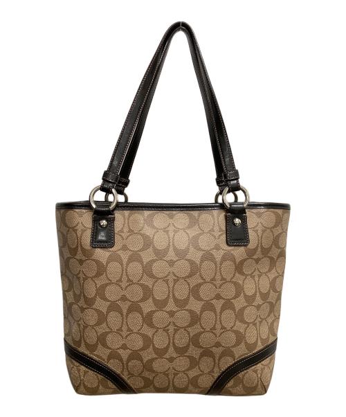 COACH（コーチ）COACH (コーチ) シグネチャー　トートバッグ ベージュ×ブラウンの古着・服飾アイテム