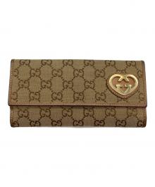 GUCCI（グッチ）の古着「ラブリーハート　長財布」｜ベージュ×ピンクゴールド
