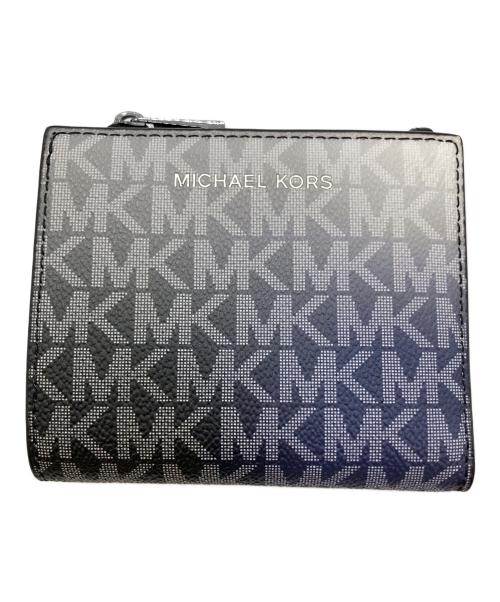 MICHAEL KORS（マイケル・コース）MICHAEL KORS (マイケル・コース) COOPER スクエア ジップ ウォレット 2つ折り財布 ブルーの古着・服飾アイテム