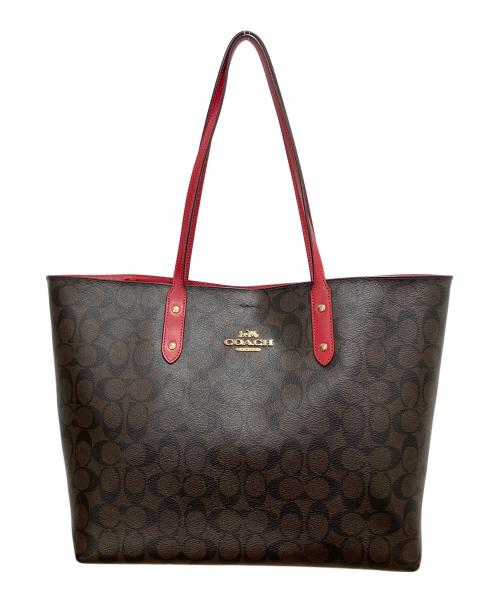 COACH（コーチ）COACH (コーチ) トートバッグ ブラウン×レッドの古着・服飾アイテム