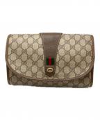GUCCIグッチ）の古着「GGスプリーム クラッチバッグ」｜ベージュ×ブラウン