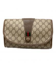 GUCCI（グッチ）の古着「GGスプリーム クラッチバッグ」｜ベージュ×ブラウン