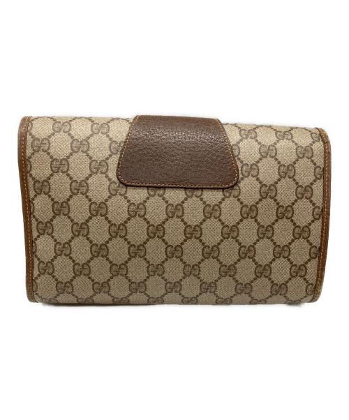 GUCCI（グッチ）GUCCI (グッチ) GGスプリーム クラッチバッグ ベージュ×ブラウンの古着・服飾アイテム