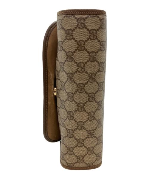 GUCCI（グッチ）GUCCI (グッチ) GGスプリーム クラッチバッグ ベージュ×ブラウンの古着・服飾アイテム