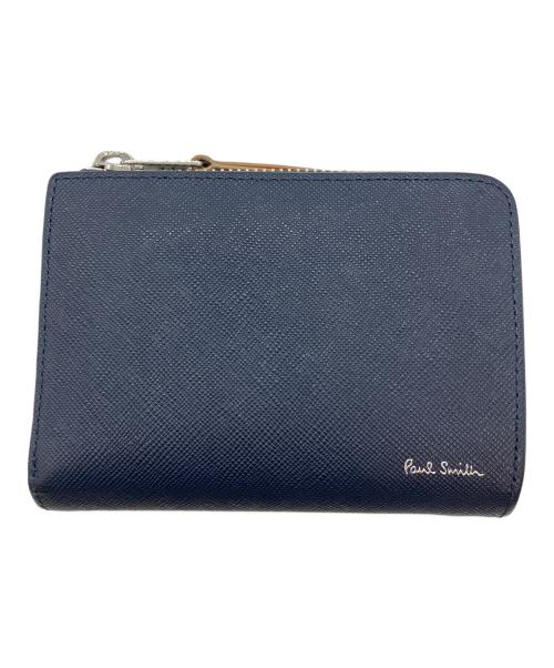 PAUL SMITH（ポールスミス）PAUL SMITH (ポールスミス) 2つ折り財布 ネイビー×ブラウンの古着・服飾アイテム