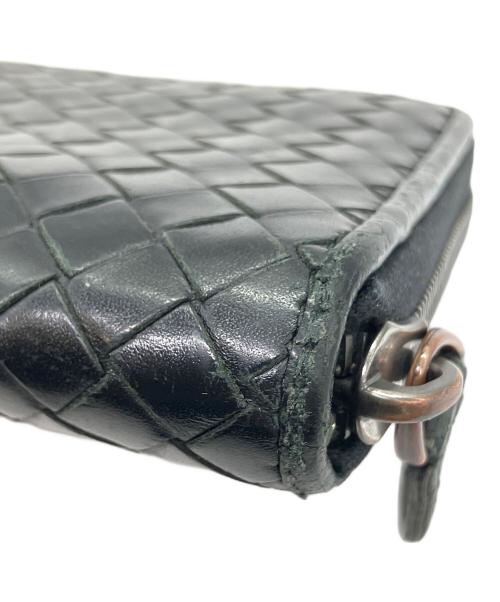 BOTTEGA VENETA（ボッテガベネタ）BOTTEGA VENETA (ボッテガベネタ) イントレチャート ラウンドファスナーウォレット ブラックの古着・服飾アイテム