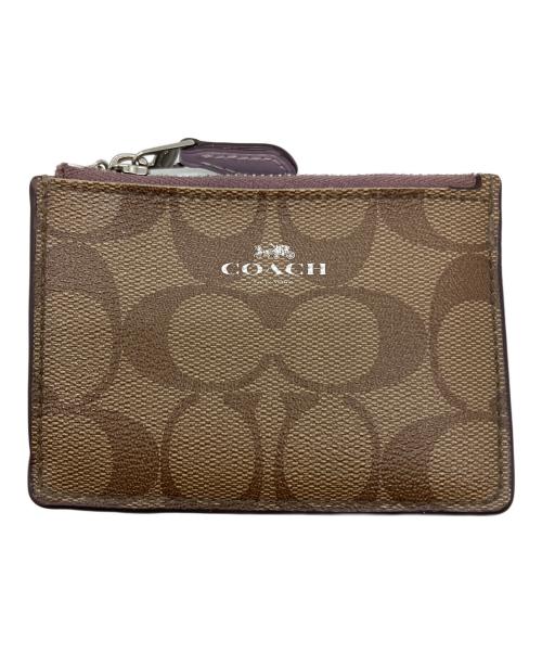 COACH（コーチ）COACH (コーチ) シグネチャー パスケース ブラウン×パープルの古着・服飾アイテム