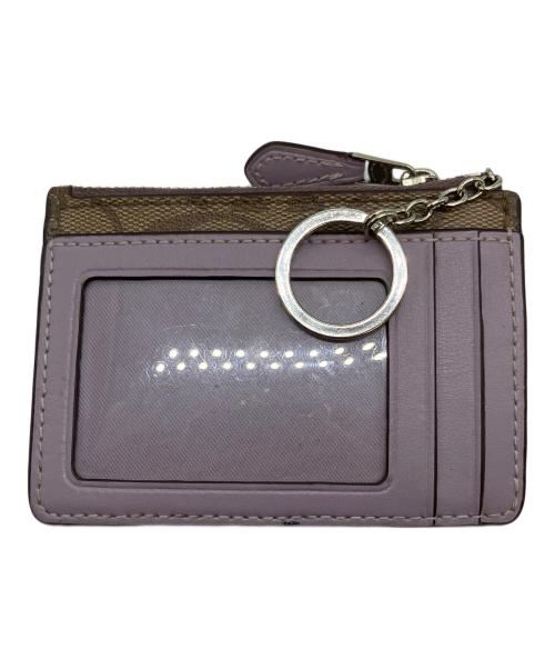 COACH（コーチ）COACH (コーチ) シグネチャー パスケース ブラウン×パープルの古着・服飾アイテム