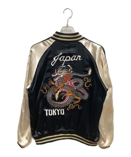 VANSON（バンソン）VANSON (バンソン) クローズ&WORST (クローズワースト) ”坊屋春道 龍モチーフ × T.F.O.A 武装戦線 デスラビット” 総刺繍 リバーシブルスカジャン ブラック サイズ:SIZE Lの古着・服飾アイテム