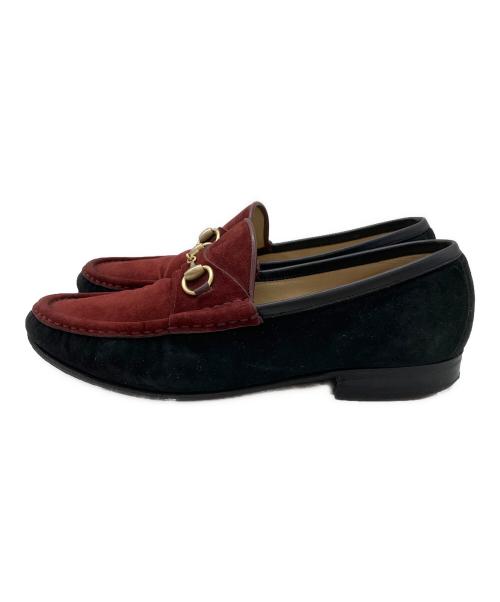 GUCCI（グッチ）GUCCI (グッチ) ビットローファー ボルドー×ブラック サイズ:SIZE 23.5cmの古着・服飾アイテム