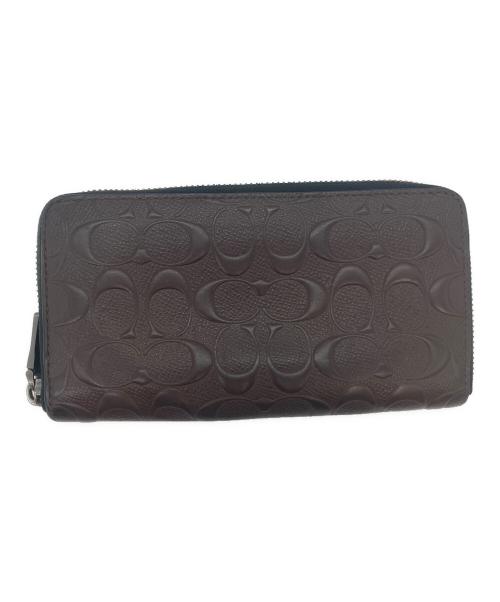 COACH（コーチ）COACH (コーチ) アコーディオン ウォレット シグネチャー ラウンドファスナー長財布 ブラウンの古着・服飾アイテム