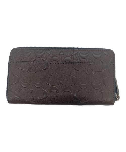 COACH（コーチ）COACH (コーチ) アコーディオン ウォレット シグネチャー ラウンドファスナー長財布 ブラウンの古着・服飾アイテム
