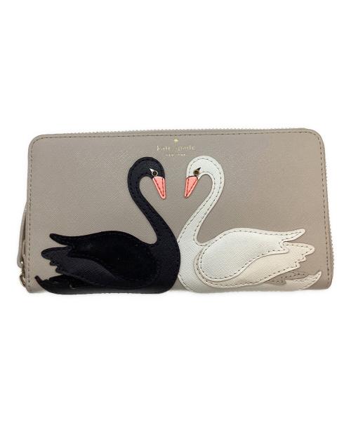 Kate Spade（ケイトスペード）Kate Spade (ケイトスペード) ラウンドファスナー財布 ベージュの古着・服飾アイテム
