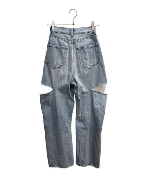moussy（マウジー）moussy (マウジー) THIGH SLIT LOOSE STRAIGHT スカイブルー サイズ:SIZE 61cm (W24)の古着・服飾アイテム
