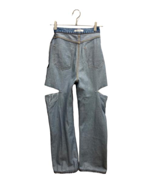 moussy（マウジー）moussy (マウジー) THIGH SLIT LOOSE STRAIGHT スカイブルー サイズ:SIZE 61cm (W24)の古着・服飾アイテム