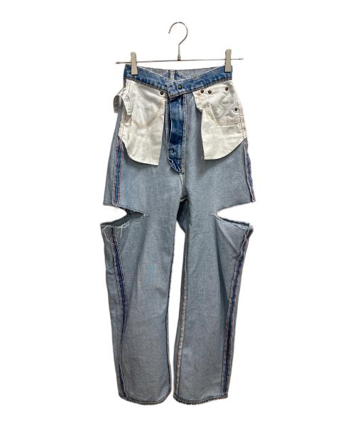 moussy（マウジー）moussy (マウジー) THIGH SLIT LOOSE STRAIGHT スカイブルー サイズ:SIZE 61cm (W24)の古着・服飾アイテム