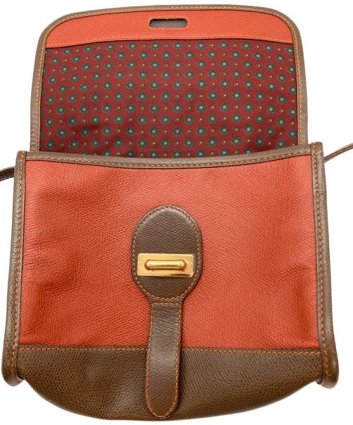 LOEWE（ロエベ）LOEWE (ロエベ) アナグラム レザーショルダーバッグ レッド×ブラウンの古着・服飾アイテム