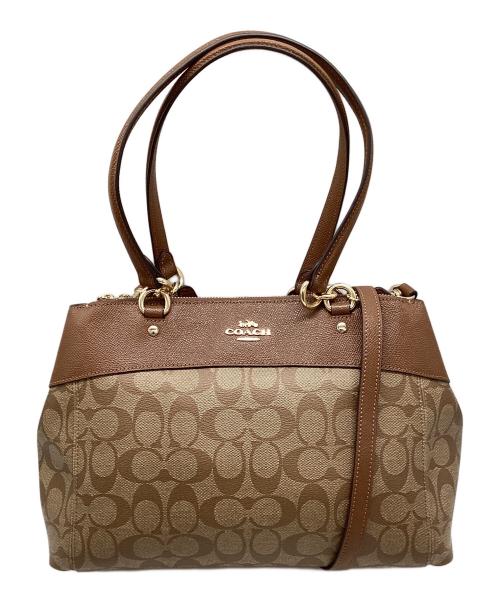 COACH（コーチ）COACH (コーチ) シグネチャー 2WAYバッグ ベージュ×ブラウンの古着・服飾アイテム