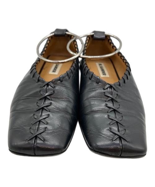 JIL SANDER（ジルサンダー）JIL SANDER (ジルサンダー) メタルアンクレットフラットシューズ ブラック サイズ:SIZE 36の古着・服飾アイテム