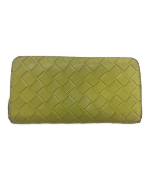 BOTTEGA VENETA（ボッテガベネタ）BOTTEGA VENETA (ボッテガベネタ) イントレチャート ラウンドファスナーウォレット イエローの古着・服飾アイテム