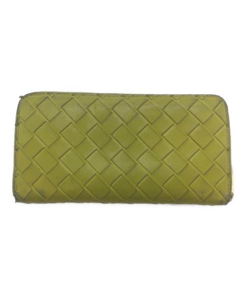 BOTTEGA VENETA（ボッテガベネタ）BOTTEGA VENETA (ボッテガベネタ) イントレチャート ラウンドファスナーウォレット イエローの古着・服飾アイテム