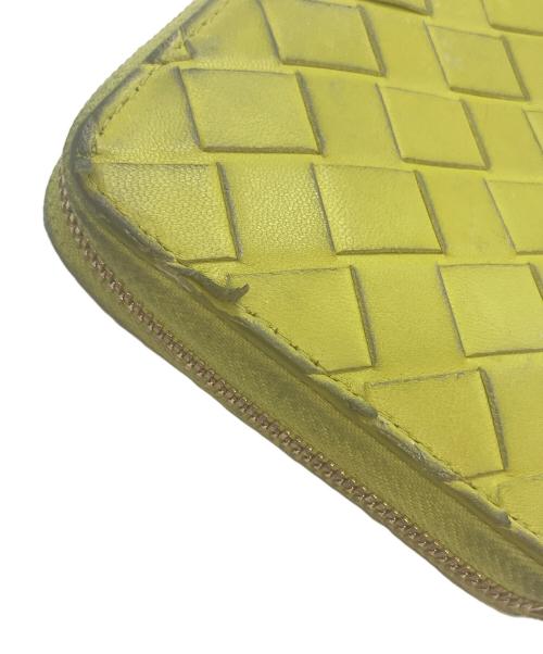 BOTTEGA VENETA（ボッテガベネタ）BOTTEGA VENETA (ボッテガベネタ) イントレチャート ラウンドファスナーウォレット イエローの古着・服飾アイテム