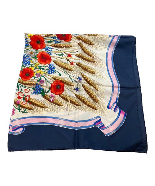 GUCCI（グッチ）GUCCI (グッチ) 大判シルクスカーフ ネイビーの古着・服飾アイテム
