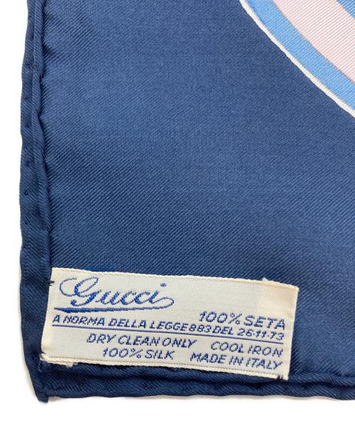 GUCCI（グッチ）GUCCI (グッチ) 大判シルクスカーフ ネイビーの古着・服飾アイテム