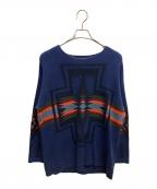 PENDLETON×BAYFLOWペンドルトン×ベイフロー）の古着「オルテガ柄クルーネックニット 薄手ニット」｜ネイビー